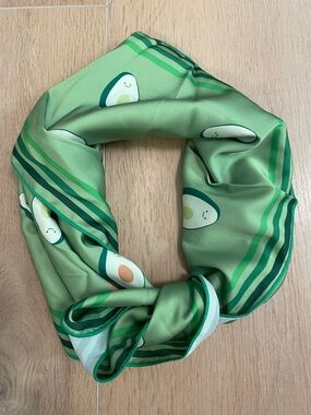 Green Avocado Print Silk Feeling Scarf